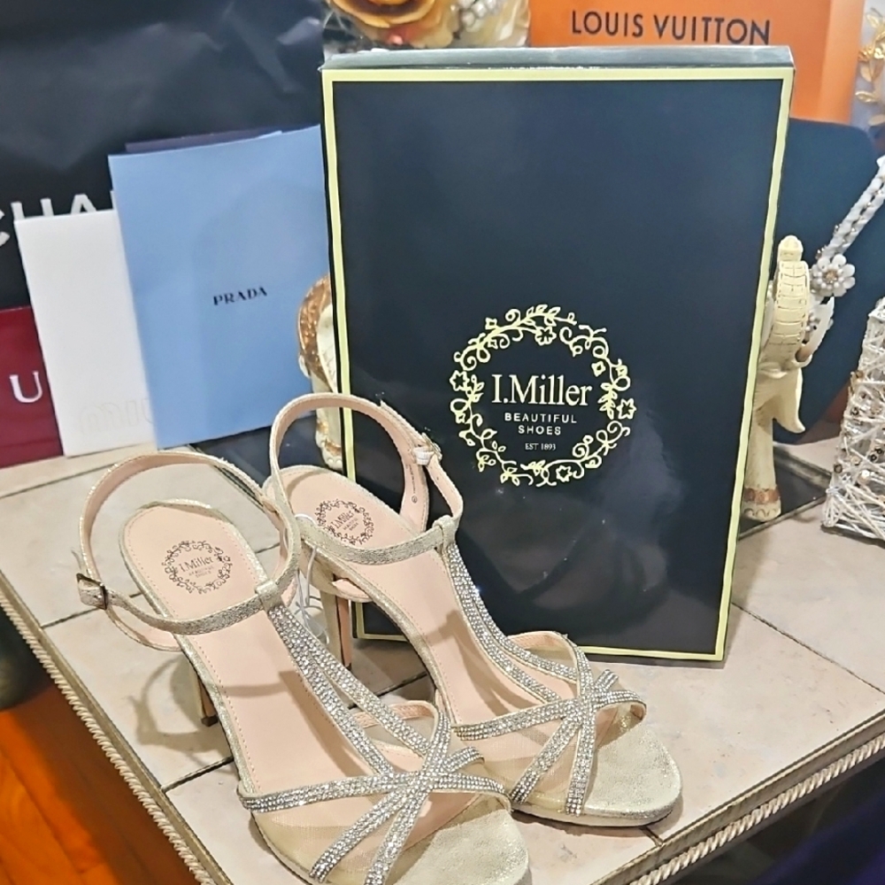 NIB! I. Miller Gold Bling Strappy Sandals